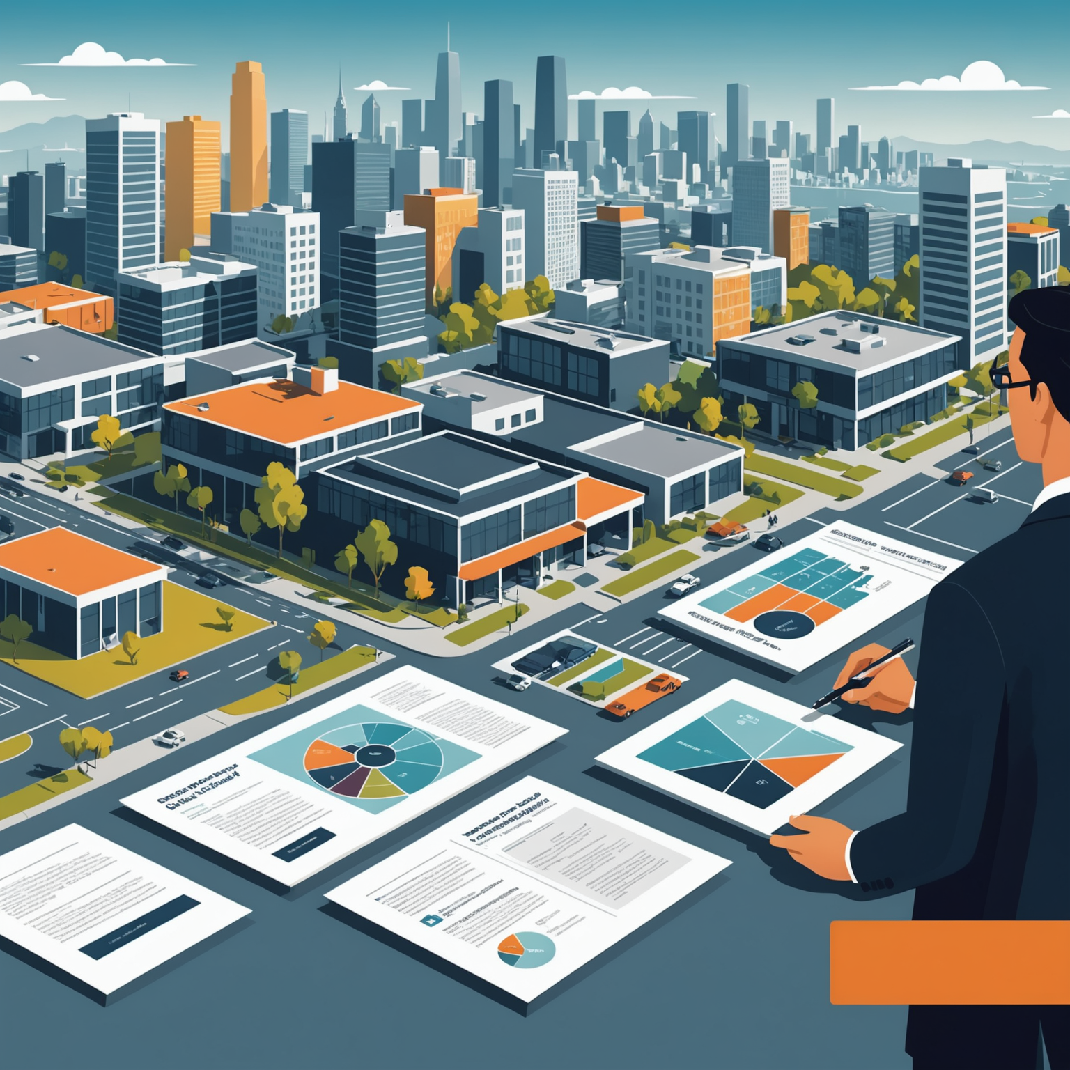 A sleek illustration of vibrant real estate icons and documents, symbolizing California transaction coordination.